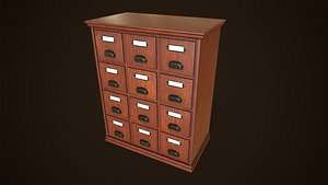 3D model Vintage File Drawer Cabinet