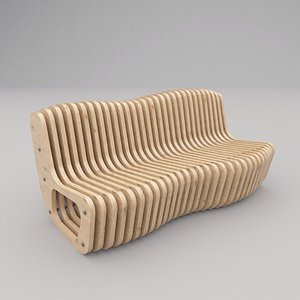 3D Organic Wooden Sofa modeling model