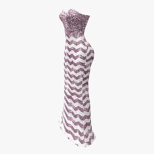 3D Strapless Sequin Dress