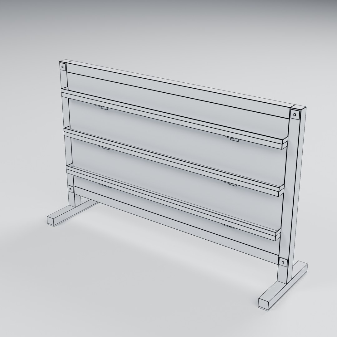 3D Freestanding Display Board with Wood Ledges - 1400 x 400 x 900 mm https://p.turbosquid.com/ts-thumb/Am/EO2h7T/EF/06_wireframe/jpg/1788944300/1920x1080/fit_q87/b2b8950c11f7eb13e9c6e9fbfe58c1b83b3410ab/06_wireframe.jpg