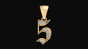 number 5 pendant