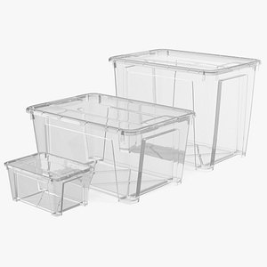3D transparent plastic containers lids model
