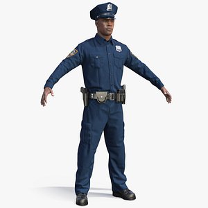 3D african american nypd police model
