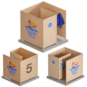 Wooden beach changing cabin 3D model