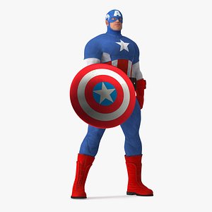 3D Marvel Cartoon Captain America Rigged for Cinema 4D model