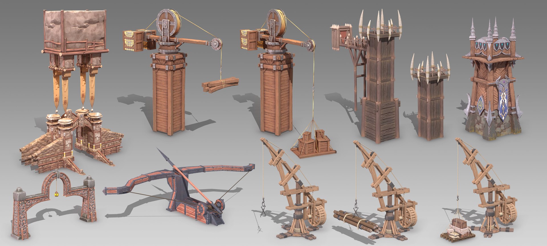 Ancient Siege Equipment Catapults Crossbow Bolts Watchtower Guard Tower ...