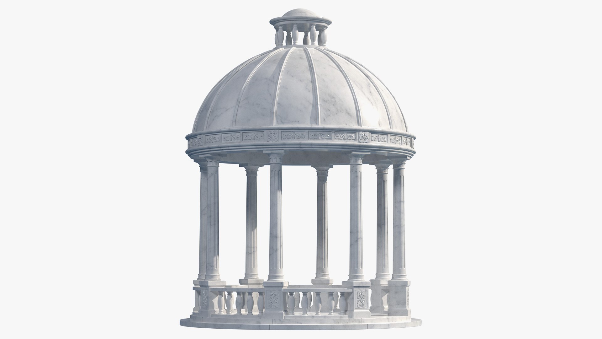 Outdoor Marble Gazebo with Roof 3D model preview