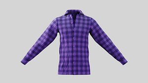 Male Shirt 01 Purple Fannel Checkered 3D model