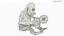 Windup Monkey Toy with Cymbals Blue Striped Fur