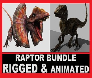 rigged velociraptor animation obj