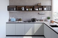 Modern Kitchen U-shape White and Timber