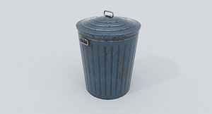 3D model Blue Old Trashcan