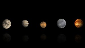 3D Model Planets - Moon, Jupiter, Mars, Pluto, Venus