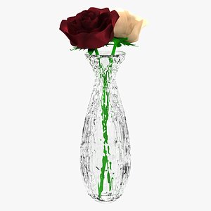 Red and White Roses with Vase