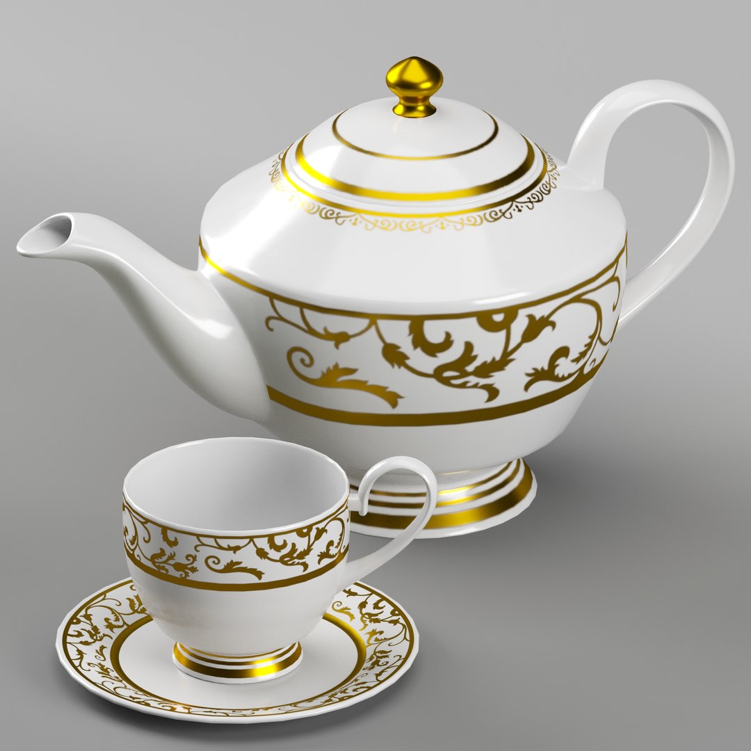 Tea Set Model - TurboSquid 1882856