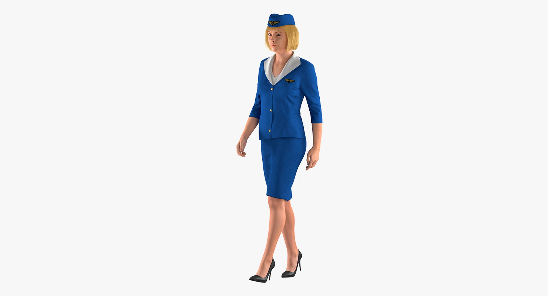 Stewardess Walking Pose 3D Model 3D model preview