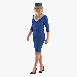 3D stewardess walking pose