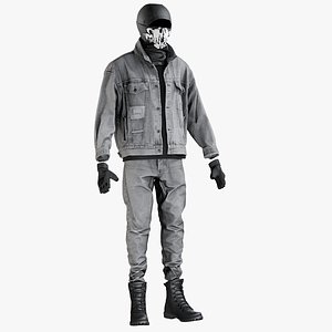 Jean Jacket Pants TShirt Boots Mask (2 sides cloth)