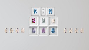 3D Cute cartoon DNA with expressions SET 3D model model