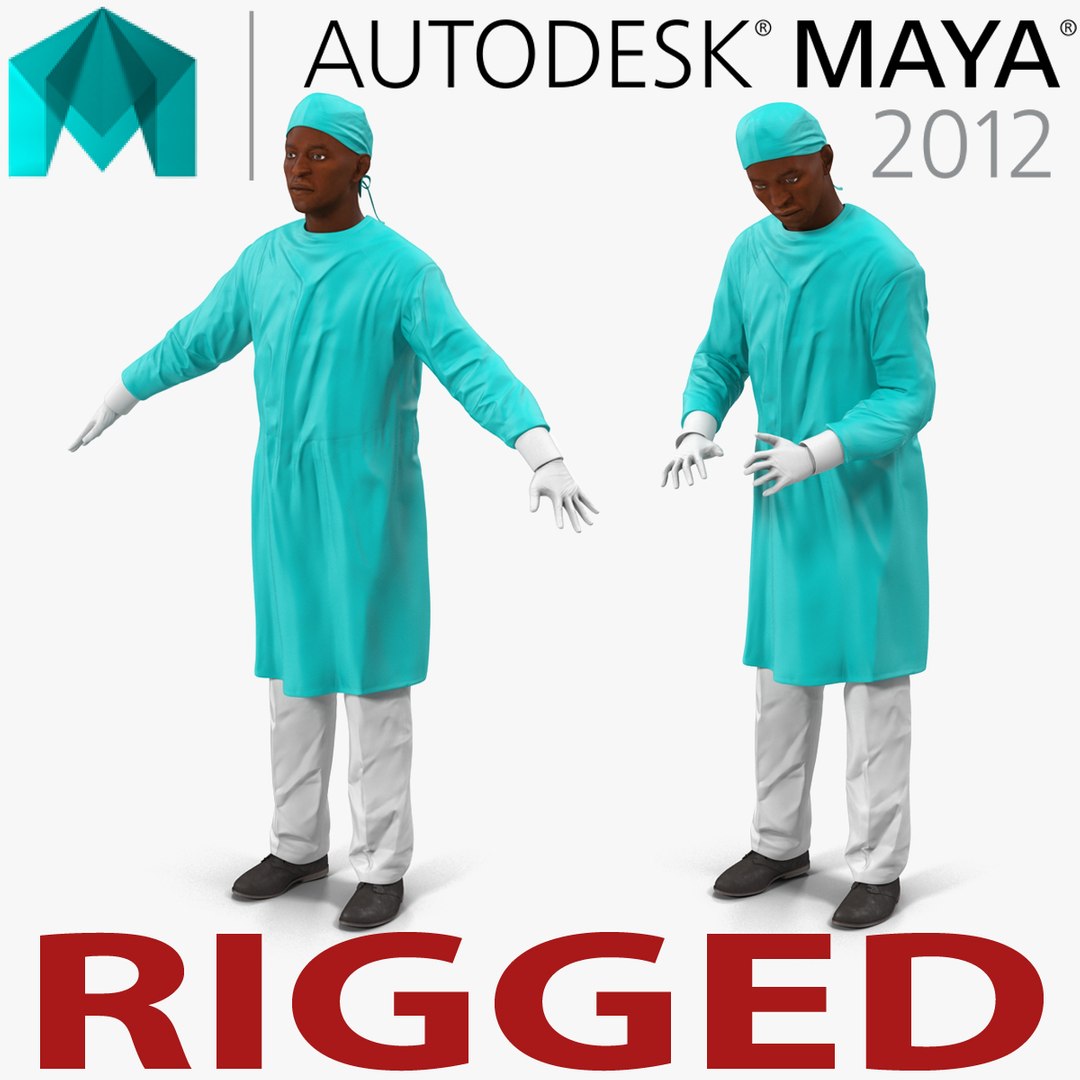 Male African American Surgeon 3 Rigged for Maya 3D Model 3D model preview