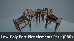 3D low-poly port pier pack model