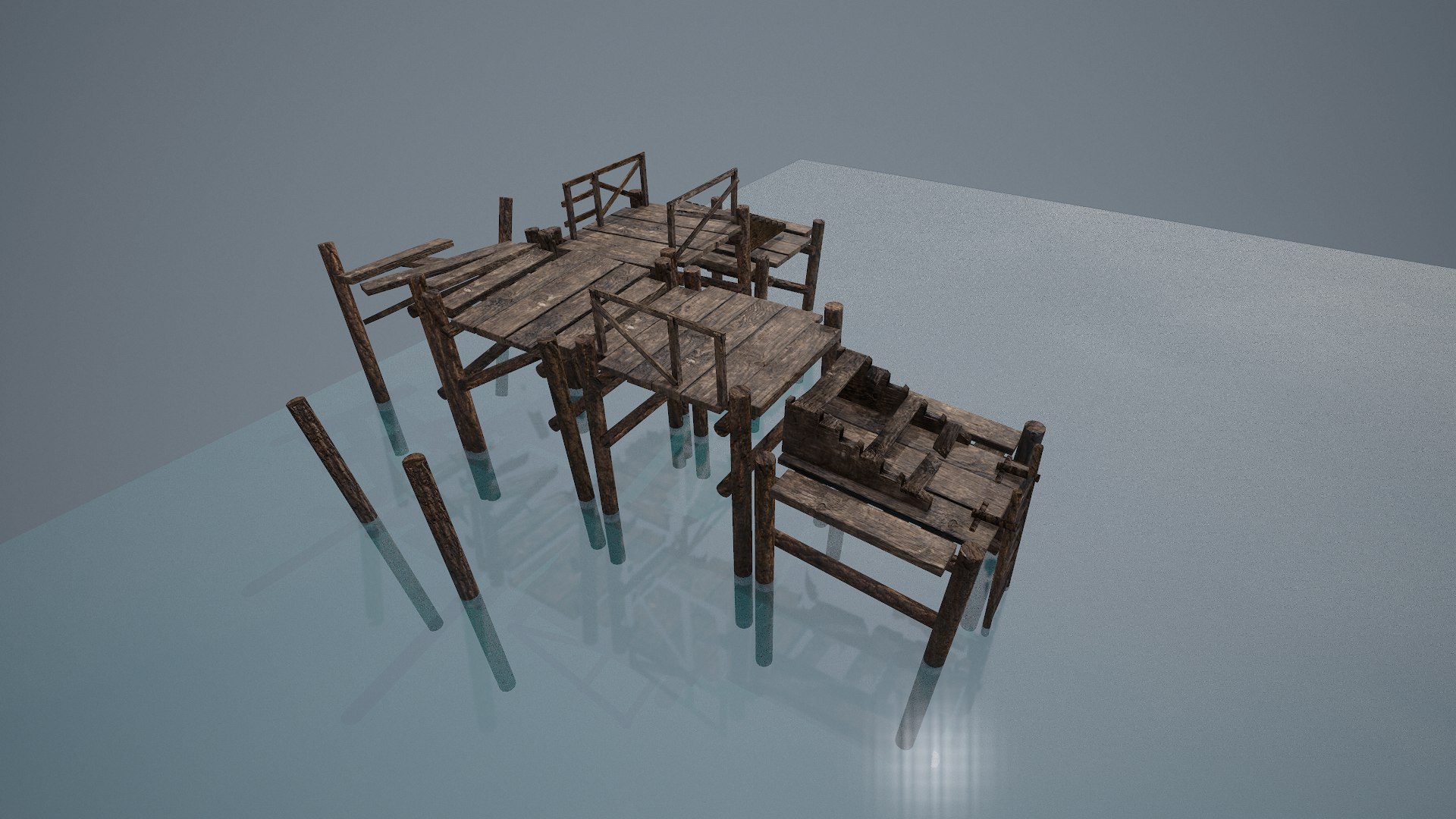 3D Low-poly Port Pier Pack Model - TurboSquid 1263081