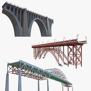 Steel bridges and viaduct 3D model