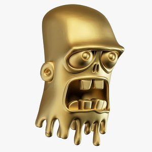 3D Cartoon Melting Zombie Head