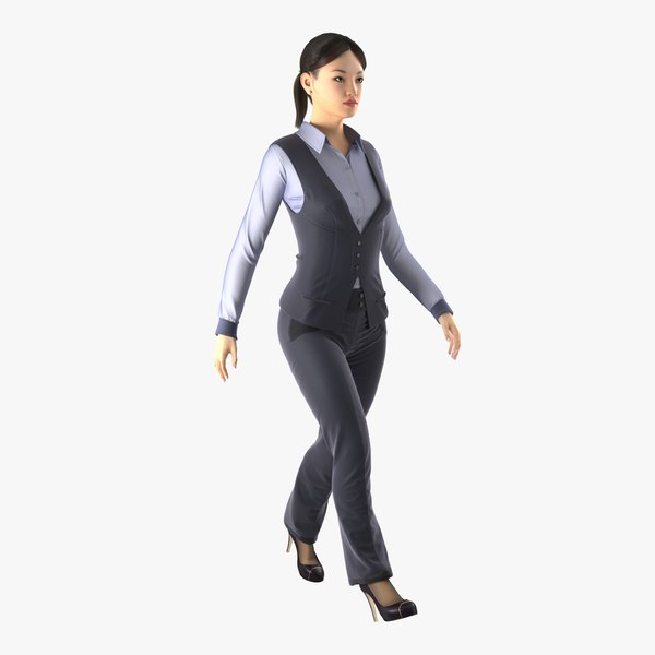 asian business woman rigged 3d max