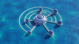 Sci Fi Space Station PBR Futuristic Ship City Building 3D model