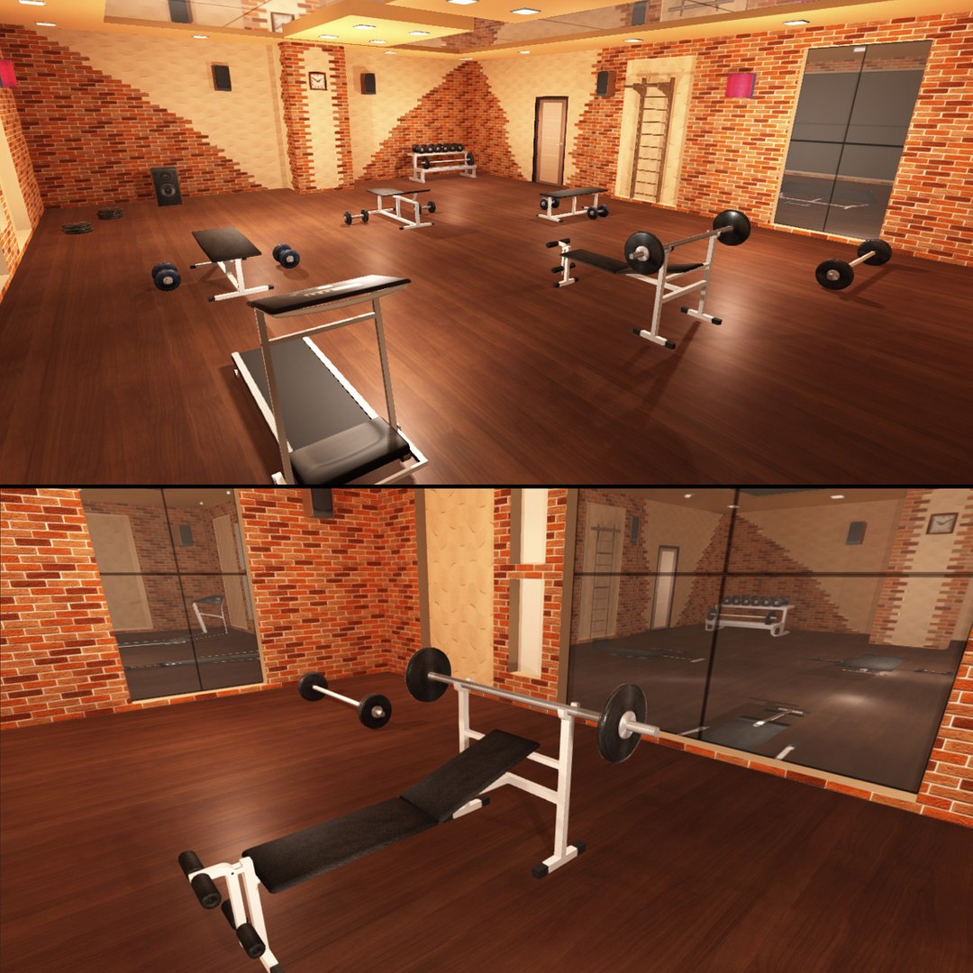 House Furniture Bundle - Gym Interior Bathrooms Interior 3D Model ...