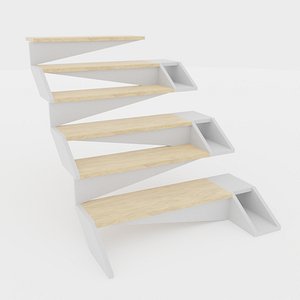 Low Poly Modern Triangle Stair 3D