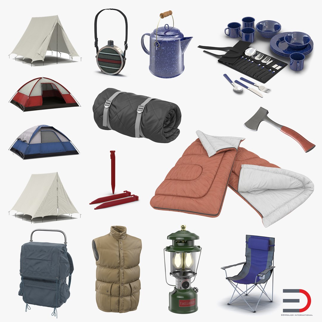 Camping Equipment 3D Models Collection 3D model preview