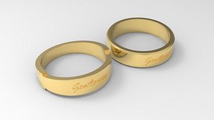 Gentleness Couple Ring Gold 3D