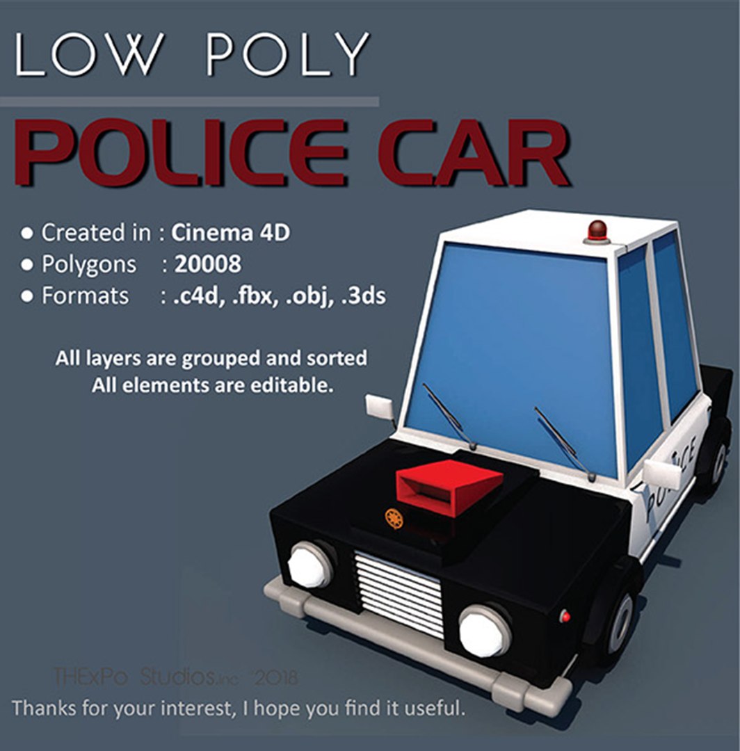 3D police car model - TurboSquid 1301608