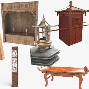 Asian wooden tables and chairs Dressing table ink and wash sedan chair