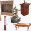 Asian wooden tables and chairs Dressing table ink and wash sedan chair 3D model