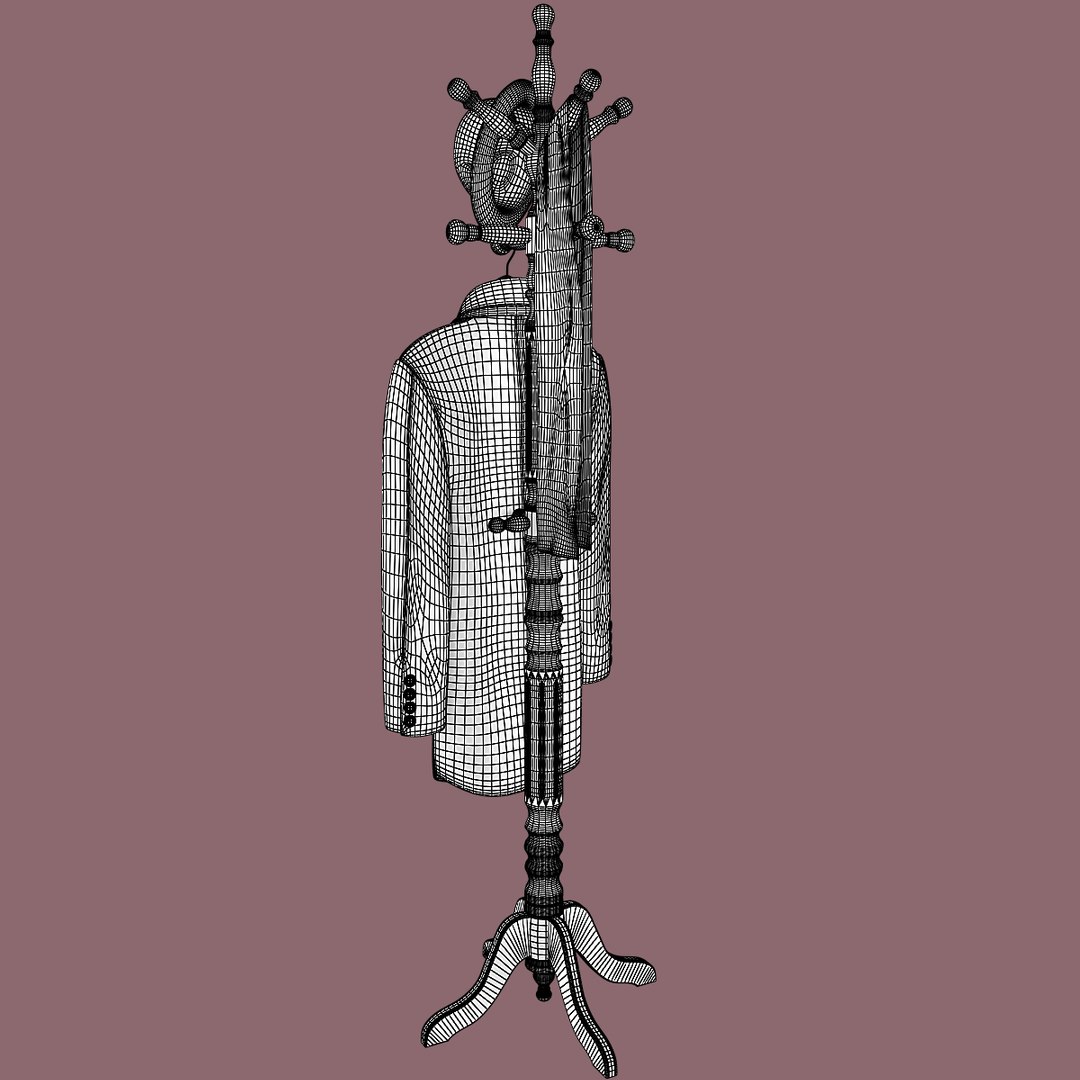 Rack Coat Hat Scarf 3d Model