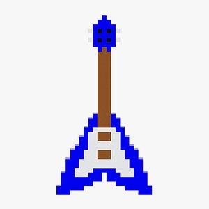 3D Voxel Blue Electric Guitar