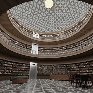 3D public library interior