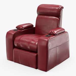 3D Single-Seat Home Theater Recliner with Cup Holders Burgundy model
