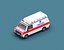 3D Stylized Cartoon Ambulance and Delivery Van 80s Low-poly