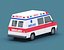 3D Stylized Cartoon Ambulance and Delivery Van 80s Low-poly