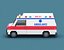 3D Stylized Cartoon Ambulance and Delivery Van 80s Low-poly