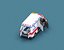 3D Stylized Cartoon Ambulance and Delivery Van 80s Low-poly