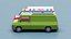 3D Stylized Cartoon Ambulance and Delivery Van 80s Low-poly