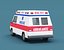 3D Stylized Cartoon Ambulance and Delivery Van 80s Low-poly
