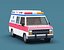 3D Stylized Cartoon Ambulance and Delivery Van 80s Low-poly