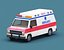 3D Stylized Cartoon Ambulance and Delivery Van 80s Low-poly