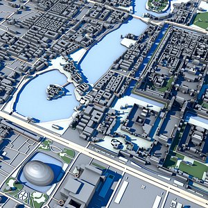 Beijing Cityscape 3D Model Part of Central Beijing Modern  Traditional Chinese Architecture 3D
